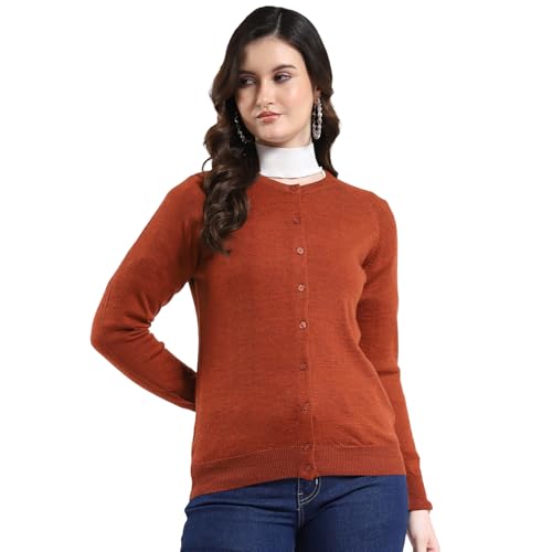 Image of Monte Carlo Women Regular Fit Full Sleeve Solid Round Neck Winter Cardigan (Pack of 1)