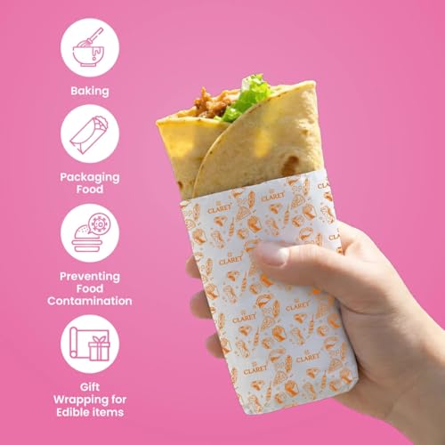 Image of Claret Food Wrapping Paper Roll | 20 Meter | Oil & Grease Proof Butter Paper | Eco-Friendly Non-Stick Roll for Roti, Snacks, Tiffin, Sandwich | Ideal for Kitchen Use & Food Storage (Pack Of 1)