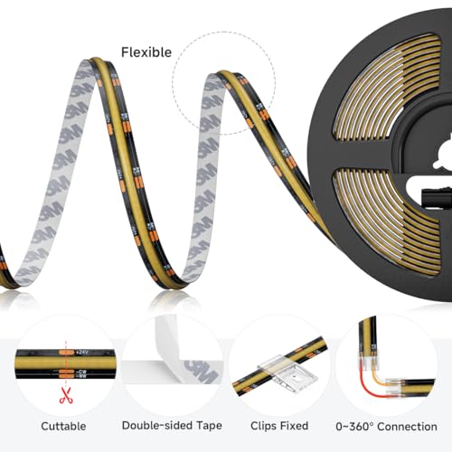 Tira LED FCOB BTF-LIGHTING 16.4FT 24VDC Blanco Ajustable miniatura 6