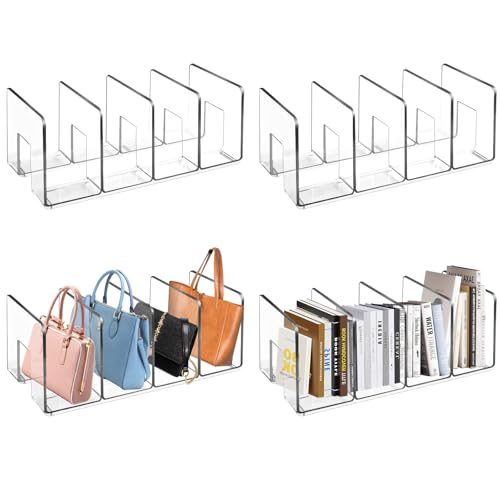 Reviews de Divisores de baldas comprados en linea. 47 Paquete de 4 organizador bolsas de dama, con 5 Separadores, Estante Divisores de Almacenamiento para Bolsas de Clóset, Acrílicos Transparente Separadores de Libros