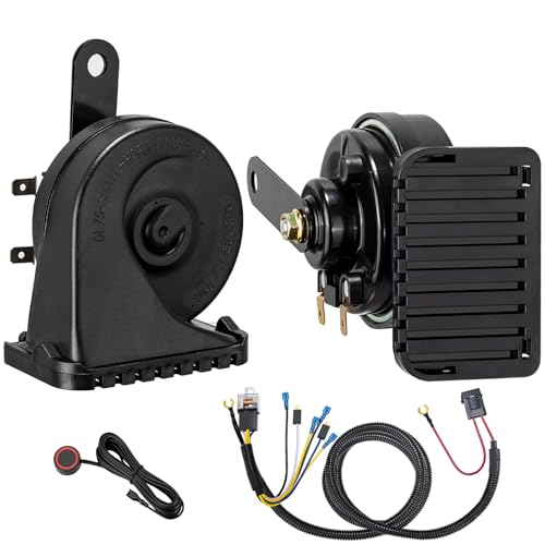 Image of Car Horn High Low Dual Tone Universal Fit 12V 130dB Electric Snail Horns Kit Waterproof Truck Horn for all 12V vehicles, RVs, pickups and off-road cars
