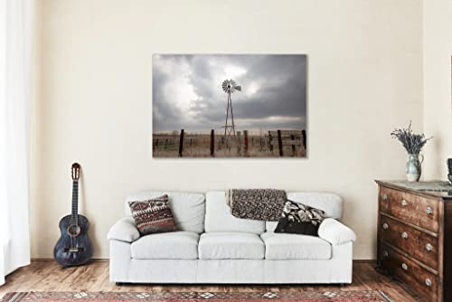 Country Wall Art (Ready To Hang) Aluminum Metal Print Of Aermotor Windmill Against Silver Sky On Stormy Spring Day In Iowa Farm Photography Farmhouse Decor 8X10 To 24X36 #TOP4