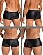 ohmydear PU-Leder Boxershorts Herren Sexy Unterwäsche für Mann Erotisch Reizwäsche Elastisch Männer Leder Boxershorts Größe Größen Wetlook Slips Männer Clubwear Gay Unterhosen