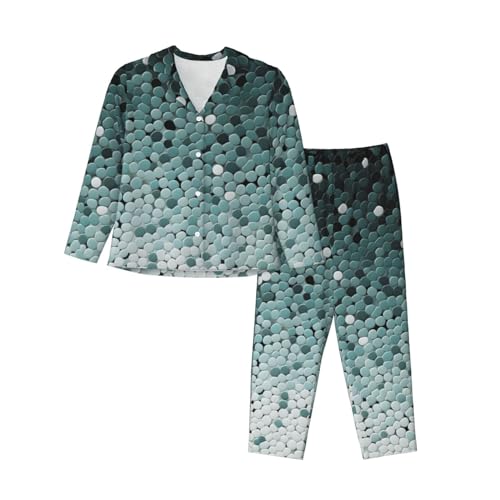 Pyjama 2 pièces doux pour femme grand style à pois et carreaux confortable