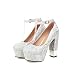 Kobiety Blokowe Obuwie Obuwie Buty sądowe Damskie Stylowe Szpilki Damskie Ślubne Buty Ślubne Party Pracy Wieczór Prom Pompy Złoto Srebro (Color : Silver, Size : 42)