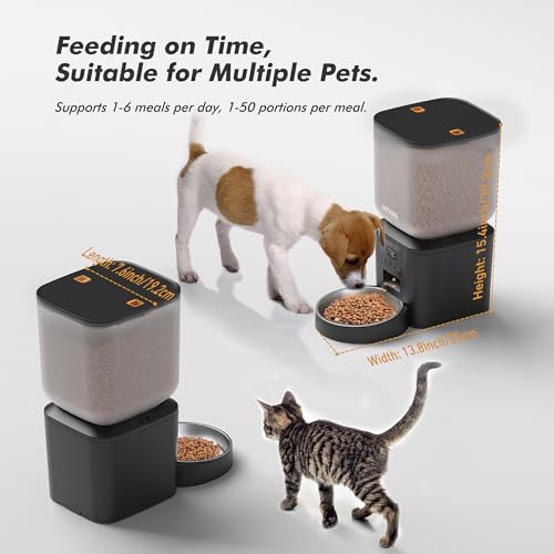 Automatic Dog Feeder - 8L/34 Cups Large Capacity Automatic Cat Food Dispenser with LCD Screen, Large Food Tray, Battery Operated, Timed Cat Feeder, Up to 50 Portions 6 Meals Per Day, Keeps Fresh - Image 4