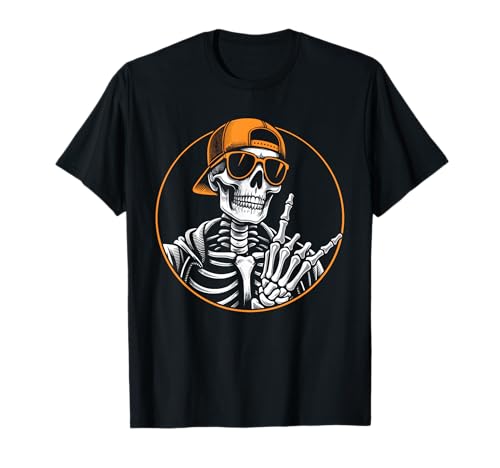 Mano de rock esqueleto de Halloween, Rocker, hombres y niños, música rock Camiseta
