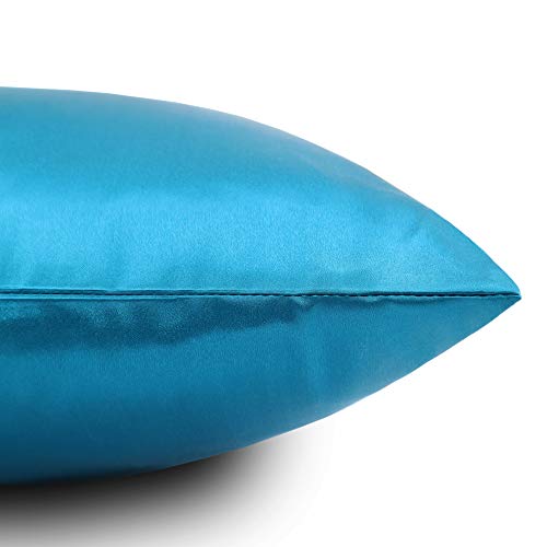 Hodeco Nature Silk Pillowcase 14X20 Inches Double Sides 100% Mulberry Silk 19 Momme Thick Silk Pillow Cover For Bed Pillow Sham Cover Toddler Size 36X51Cm Silk Pillowcase, Peacock Blue 1 Piece #TOP6
