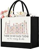 GevGuxLuo Canvas Tote Bag for Women, Cute Book Lover Gifts for Women, Book Lover Gifts Aesthetic Tote Bag Reusable Bag, Birthday Christmas Gift Bookish Gift for Reader Librarian Who Loves Books