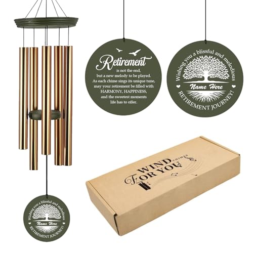 Image of ASTARIN Personalized Wind Chime, Happy Retirement Gifts for Teachers, Nurses, Coworkers