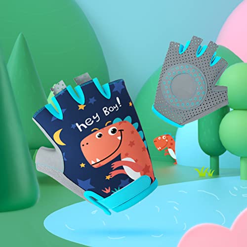 Luvas de Ciclismo para Crianças, Luvas de Bicicleta Com Meio Dedo de Desenho Animado Antiderrapantes