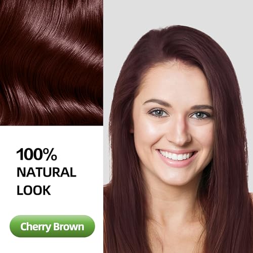 Hair Dye Shampoo 3 in 1 for Gray Hair Coverage, Herbal Ingredients Natural Shampoo Hair Dye for Women & Men/Ammonia-Free 520ml(Cherry Brown)