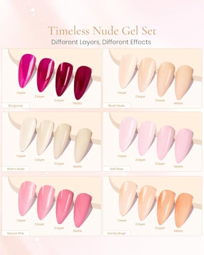 Set de esmaltes de gel 6 colores Tonos Nude miniatura 3