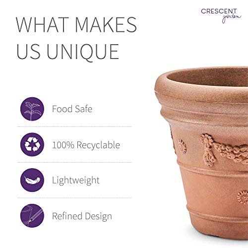 Crescent Garden Festonada, Large Flower Planter, 12-Inch (Rust) #TOP3