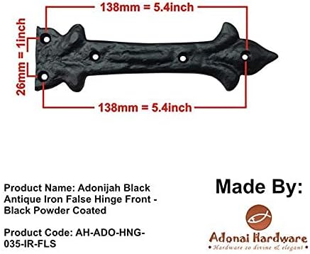 Miniatura 7 de Adonai Hardware Adonijah - Correa de hierro fundido antiguo falsa o falsa o falsa o falsa (6.5 pulgadas x 12 unidades, negro mate) para puertas de