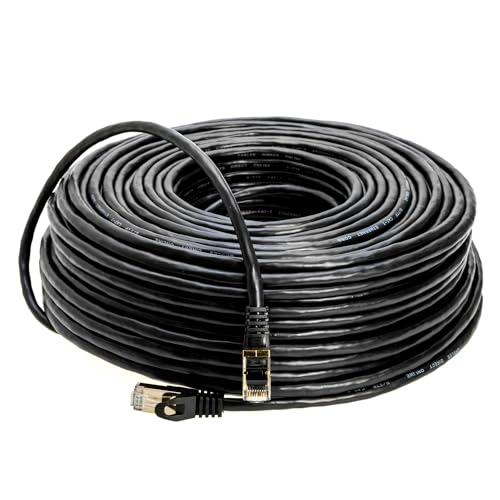 Cables Direct Online 100FT S/FTP Cat7 Copper Network Ethernet Patch Cable, Internet Wire, Compatible with PC, Laptop, Modem, Router, TVs, Printer Cord, Consoles for Home and Office (100ft, Black)
