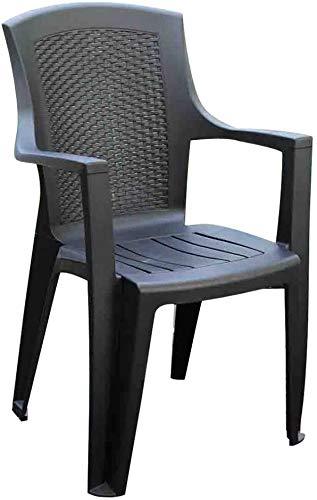 Tomaino Sedia da Giardino in plastica Simil Rattan (Antracite)