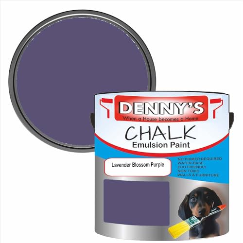 SCOOBYS PAINTS BACK IN THE MIX Chalk Emulsion Matt Paint, Water-Based, No Primer Required, For Walls and Furniture Purple, Violet, (Lavender Blossom Purple, 1L Tin)