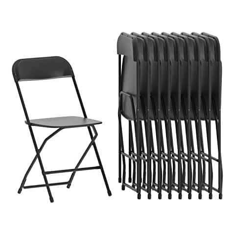 Flash Furniture Hercules™ Series Plastic Folding Chair - Black - 10 Pack Cover