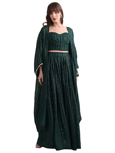 Image of PURVAJA Women's Maxi Fit & Flare Viscose Ethnic Co-Ords