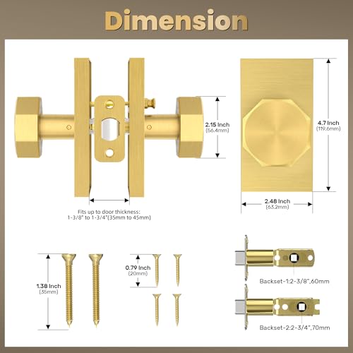 Privacy Door Knob Interior, Satin Gold Door Knobs with Lock for Bath Bed by SHINY HANDLES - Used condition - Image 5