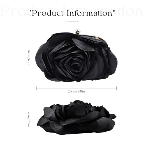 Mini Women Rose Clutch Bags Evening Handbag with Detachable Chain for Wedding Party - Image 4