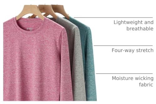 Image of Liberty Pro 3 Pack Youth Girls Active Long Sleeve Shirts | Dry Fit, Performance, Thumbholes, Athletic Tees for Kids and Teens