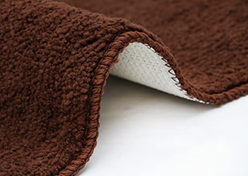 Image of THE HOME TALK Modern Polyester Area Rugs | Carpets for Living Room, Kitchen, Kid's Room, Bedroom | Microfiber Polyester Rugs | Shaggy Floor Carpet | Anti Skid Store (Dark Brown, 50 x 150 cm)