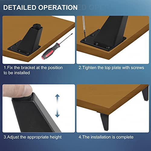 DBREAKS Furniture Legs, 8pcs Black Aluminium Triangular Legs, 80 mm Adjustable, for Sofa Cabinets, Kitchen, Living Room - Image 4