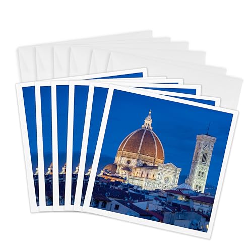 Italie Florence Cathédrale Duomo nuit lot de 6 cartes de vœux carrées 15x15cm correspondance Italie