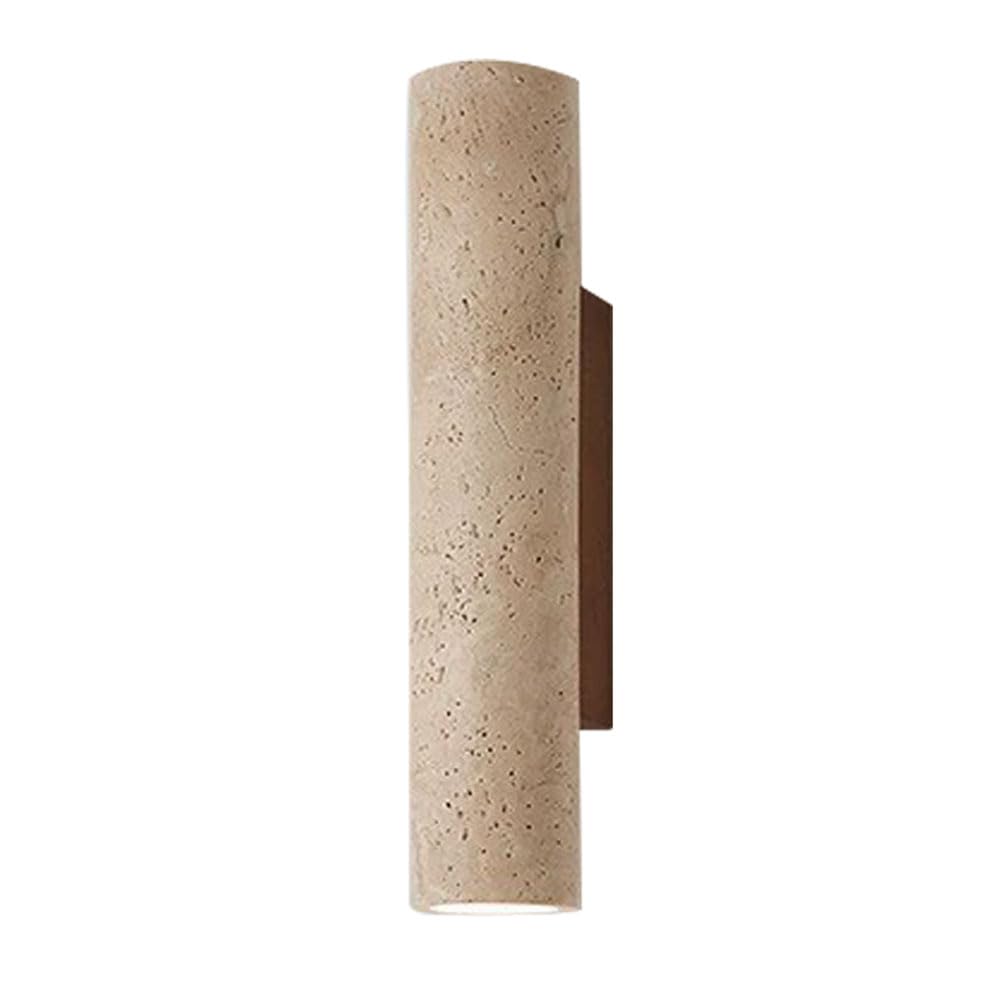 SSBHDM 11 Inch Yellow Travertine Wall Light, Minimalist Cylindrical Natural Stone Wall Lamp, Industrial Style Indoor Wall Sconce, Restaurant Living Room Corridor Wall Mounted Lighting Fixtures