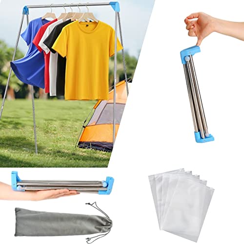 Portable Travel Garment Rack, Compact Stainless Steel Foldable Mini Drying Clothes Rack For Travel, Camping, Hotel Room, Laundry, Dance Costume, Indoor, Outdoor (Regular) #TOP6
