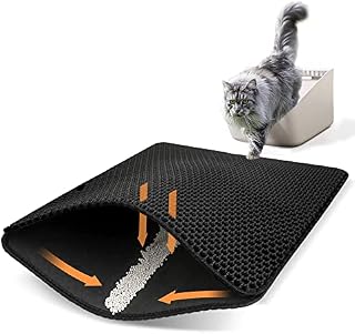Norvy Mata do Kuwety dla Kota (Czarny 75 x 55 cm), Dwuwarstwowa Struktura Plastra Miodu, Odporny na Mocz Mata Pod Kuwetę dla Kota, Wodoodporny Materiał EVA, Miękka dla Łap, Chroni Podłogę i Dywan, Łatwa do Czyszczenia