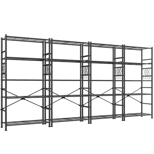 Image of 5-Storage Shelves Wire Shelving with Hooks, Metal Shelving Units Shelf Organizer, Wobble-Free Storage Rack with Adjustable Leveling Feet for Kitchen Pantry Laundry Bathroom Dorm,12 inchD x 30 inchW x 72 inchH