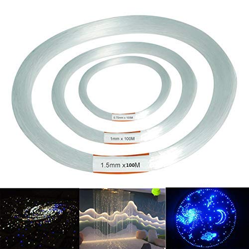 Honfitat 100M Pmma Transparent Plastic Fiber Optic Cable End Grow LED Decor 0.75/1/1.5 mm - 1.5 mm, Transparent/Green - Image 2