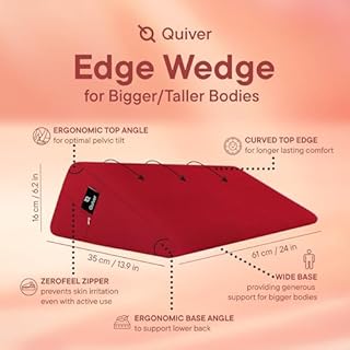 Quiver Edge Wedge Premium Intimacy Pillow for All Couples - Canada's Inclusive Intimacy Cushion - Sensual Positioning Wedge Pillow for Enhanced Comfort - Supersoft Velvet Cover (Colour - Cherry)