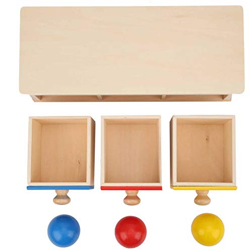 Allsor Dreifarbiger pädagogischer Spaß-Baby-Ballkasten aus Holz, Imbucare-Box, für(Dreifarbige Kugelschublade) – Bild 2