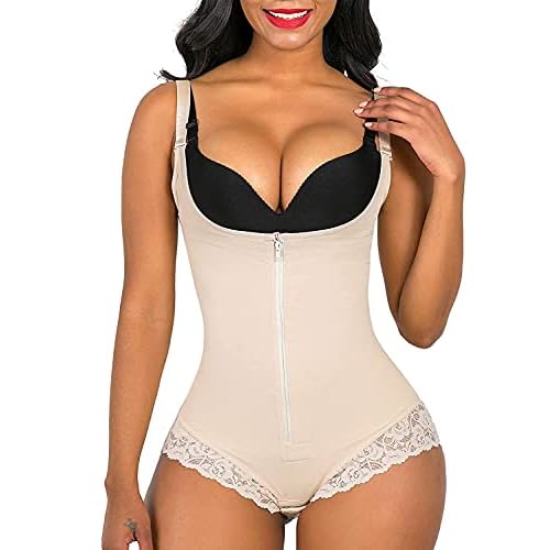 SHAPERX Shapewear for Women Tummy Control Body Shaper Fajas Colombianas Zipper Open Bust Bodysuit