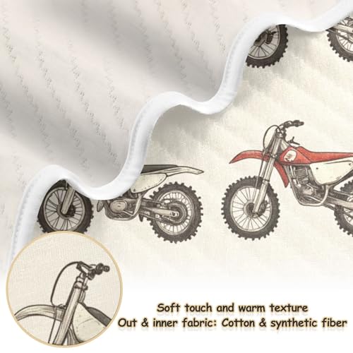 Image of Vintage Dirt Bikes Baby Blankets Soft Warm Crib Stroller Blanket for Toddler Newborn Girls Boys 30x40in