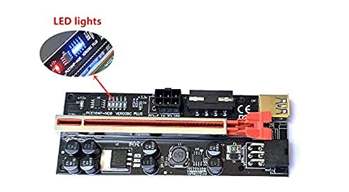 Image of Pi+ (PiPlus) VER0010S Plus Ultra / 8 Capacitor /Ultra Stable /Extra LED / 16x to 1x Power PCIe Riser Adapter 80cm USB 3.0 Cable - GPU Riser - Mining Bitcoin Ethereum BTC ETH Zcash