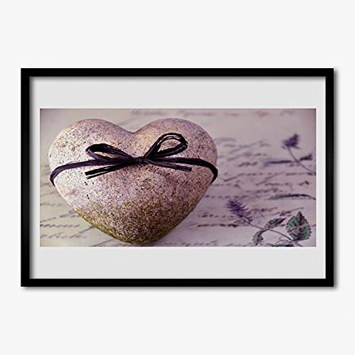 Image cadre en MDF de qualité supérieure 70x50 cm motif coeur pierre art contemporain