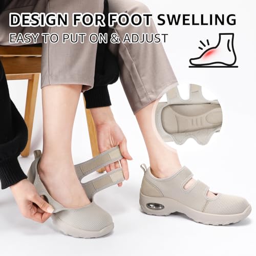 Diabetic Women's Non-Slip Orthopedic Walking Shoes Taupe Size 7
| Breathable Adjustable Women's Diabetic Mary Jane Shoe 