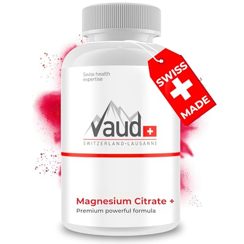 VAUD® Magnesiumcitrat Tabletten | Magnesium hochdosiert 200 mg für Muskeln, Nerven & Energie | 100 Tabletten | Hergestellt in der Schweiz | Magnesium Citrate mit hoher Bioverfügbarkeit gegen Müdigkeit VAUD® Magnesiumcitrat Tabletten | Magnesium hochdosiert 200 mg für Muskeln, Nerven & Energie | 100 Tabletten | Hergestellt in der Schweiz | Magnesium Citrate mit hoher Bioverfügbarkeit gegen Müdigkeit
