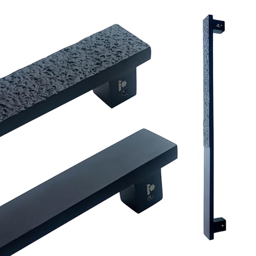 Image of Atom Double-Sided Front Door Handle 18 Inch Aluminium, Pack of 2, Black Matt Finish, for Office, House, Push Bar (Narmada)