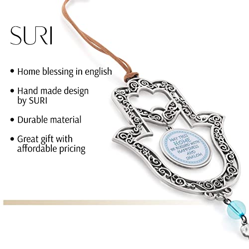 Suri Silver Home Blessing Hamsa Wall Decor, Modern House Blessing Plaque In English, Metal Art Wall Decor Gift, Good Luck Charms #TOP5