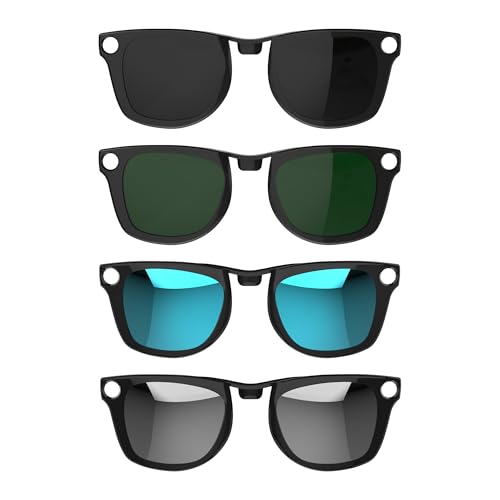 HiBloks 4Pcs Polarized Clip for Ray-Ban Meta Wayfarer & Gen 2 (RW4006/RW4012 Standard 50-22), Shiny Black Frame Discoloration Clip-on Set for Rayban Meta Gen 2 Smart Glasses (Black+Green+Silver+Blue) by RCstyle - Used condition - US$31.03