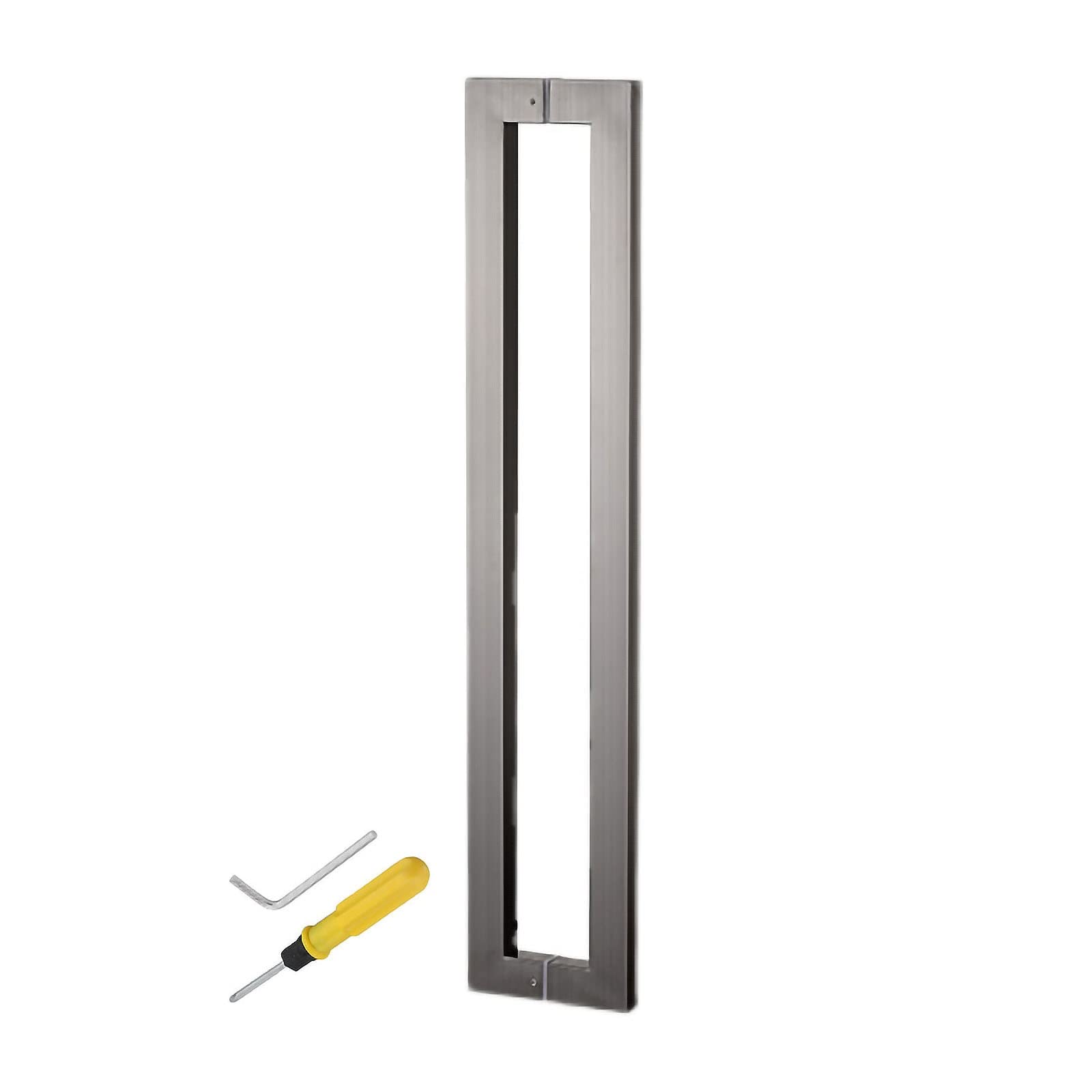 Poignée de porte coulissante en verre et acier inoxydable carrée 47"