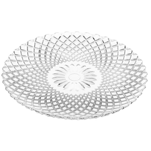 LOLAhome Juego de 12 platos llanos Harlequín de cristal transparente con tallado de Ø 25 cm