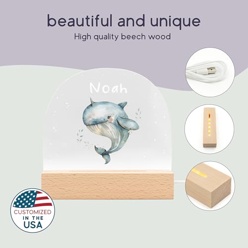 florithings Baby Boy Personalized Items/Infant Gifts for Baby Boy/Personalized Toddler Gifts/Custom Night Light with Name/Unique Newborn Essentials/Whale
