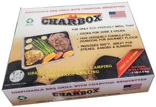 CHARBOX, Fun Pack (1-4 People) Disposable BBQ Charcoal Grill/Portable/Ready to Use/Lasts 3 Hrs!!/Recyclable/Barbecue Grill/Eco Friendly - Great for Camping,Tailgate & Backyard Parties!!!